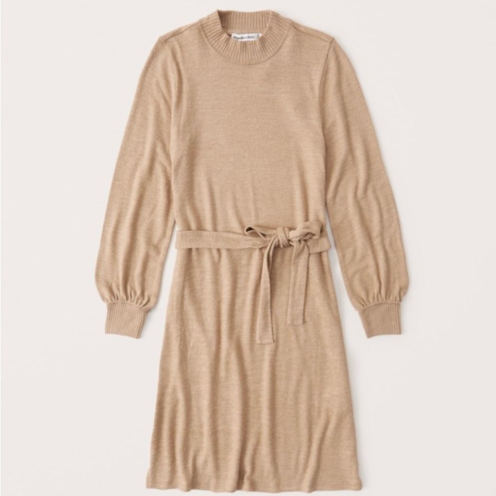 Long-Sleeve Cozy Belted Mini Dress - Medium Tall